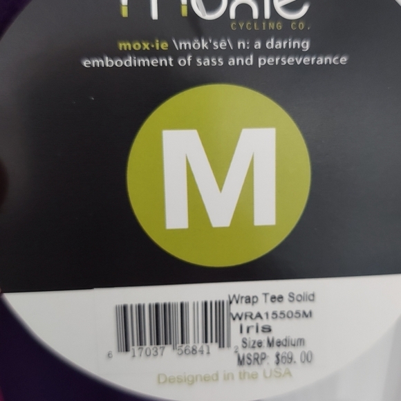 Moxie Cycling Wrap Tee Iris Medium  NWT - Picture 3 of 8